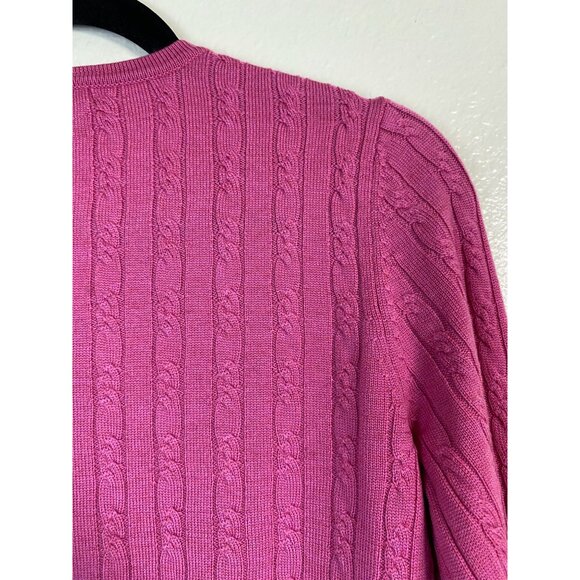 Petite Sophisticate Italian Merino Wool Pink Cable Knit Cardigan Sweater Small - Picture 11 of 16